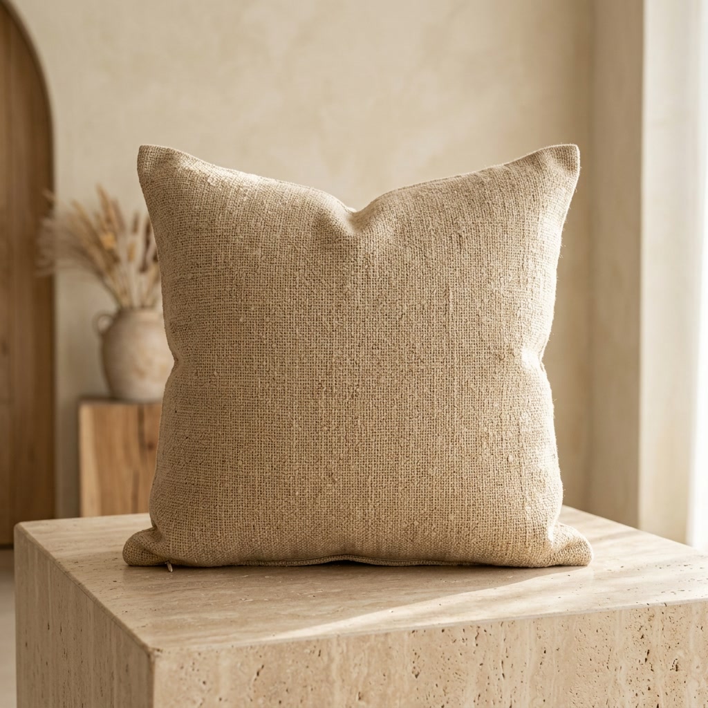 Housse de coussin en coton sable 45x45 cm