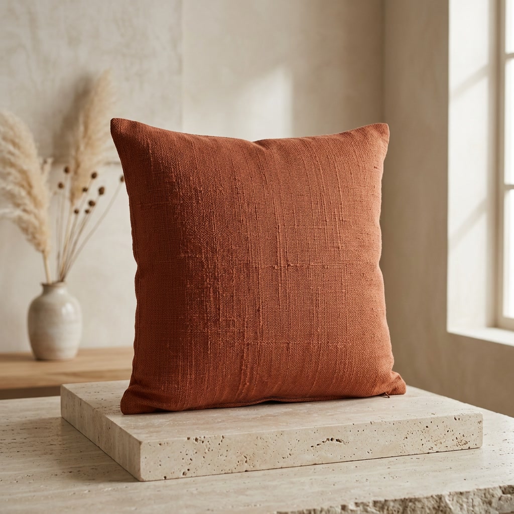 Housse de coussin en coton argile terracotta 45x45 cm