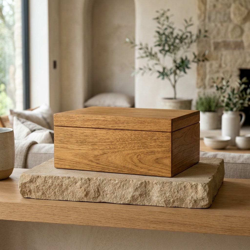 Boîte de rangement en bois massif avec couvercle 22x15x10 cm