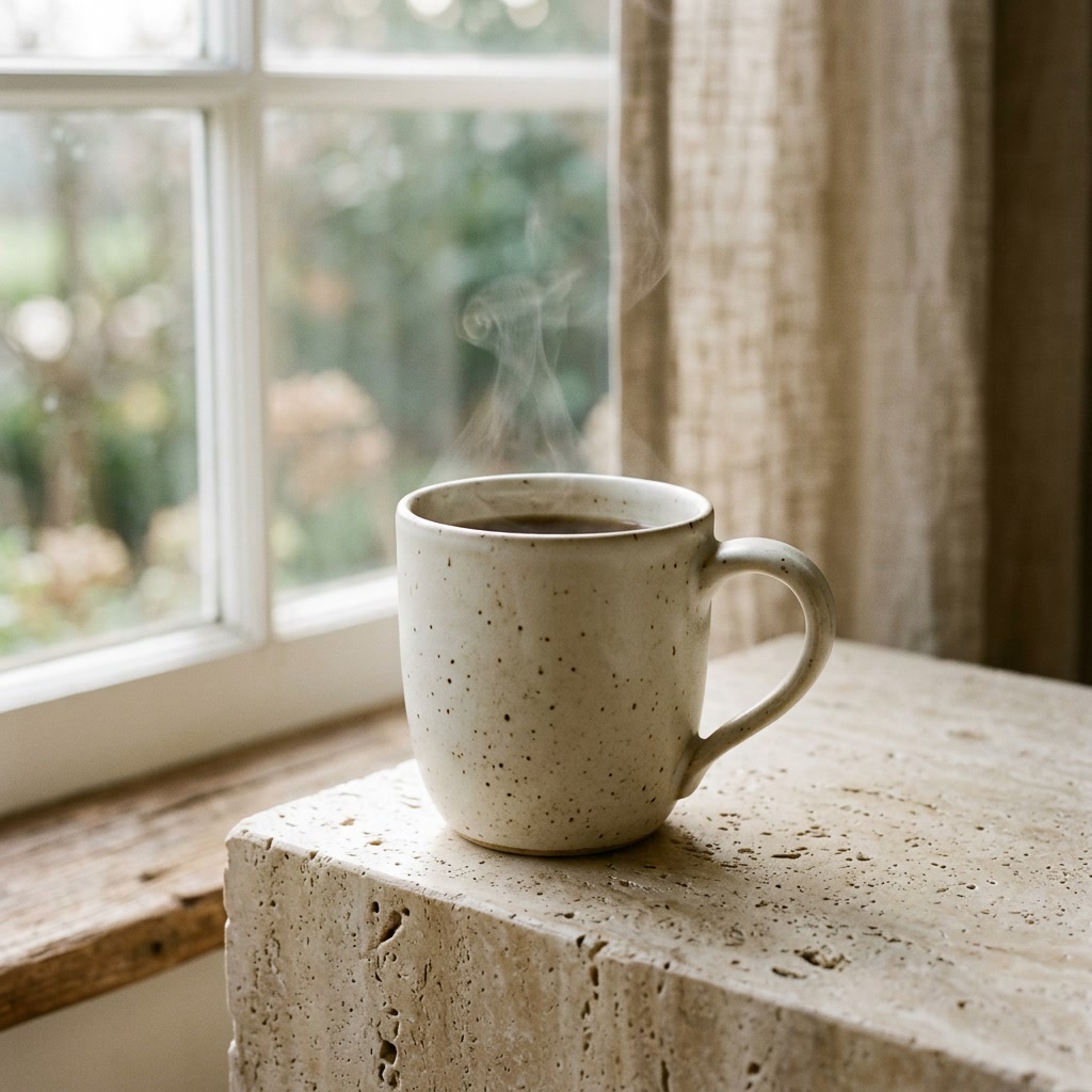Tasse en céramique crème mouchetée 300 ml