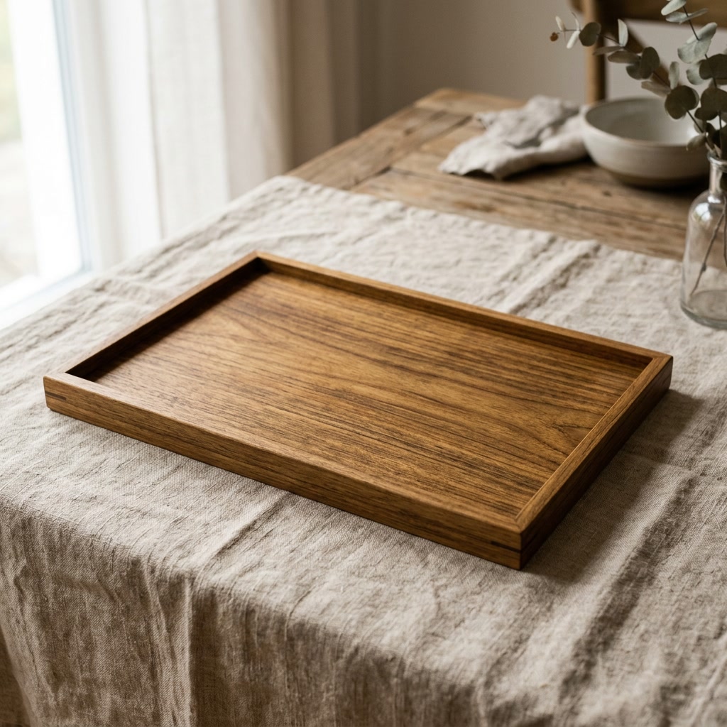 Plateau de service en bois massif 35x25 cm